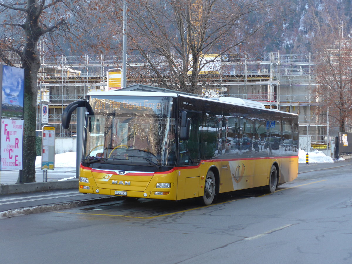 (187'236) - TMR Martigny - VS 7145 - MAN am 23. Dezember 2017 beim Bahnhof Martigny