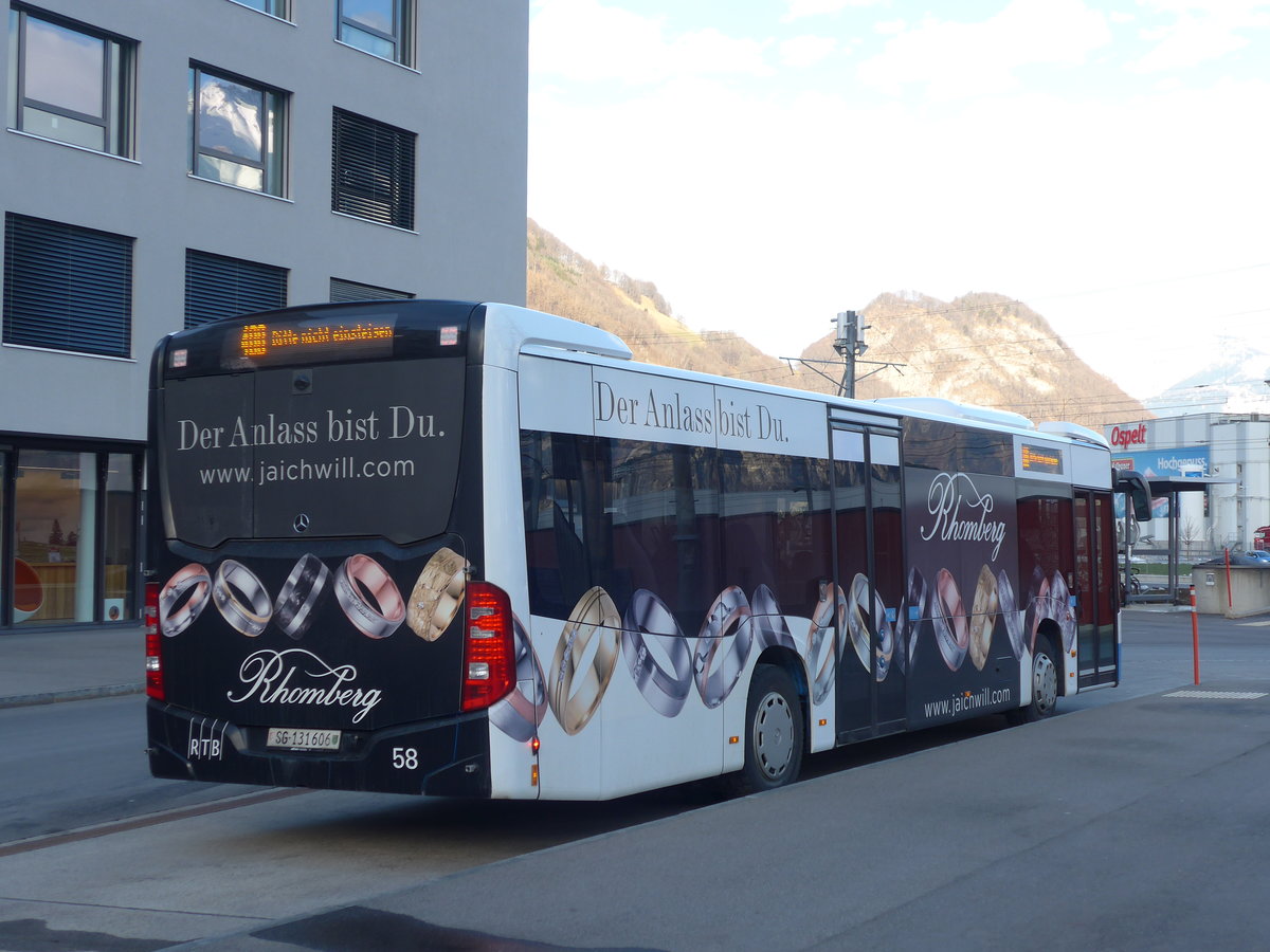 (187'436) - RTB Altsttten - Nr. 58/SG 131'606 - Mercedes am 26. Dezember 2017 beim Bahnhof Sargans