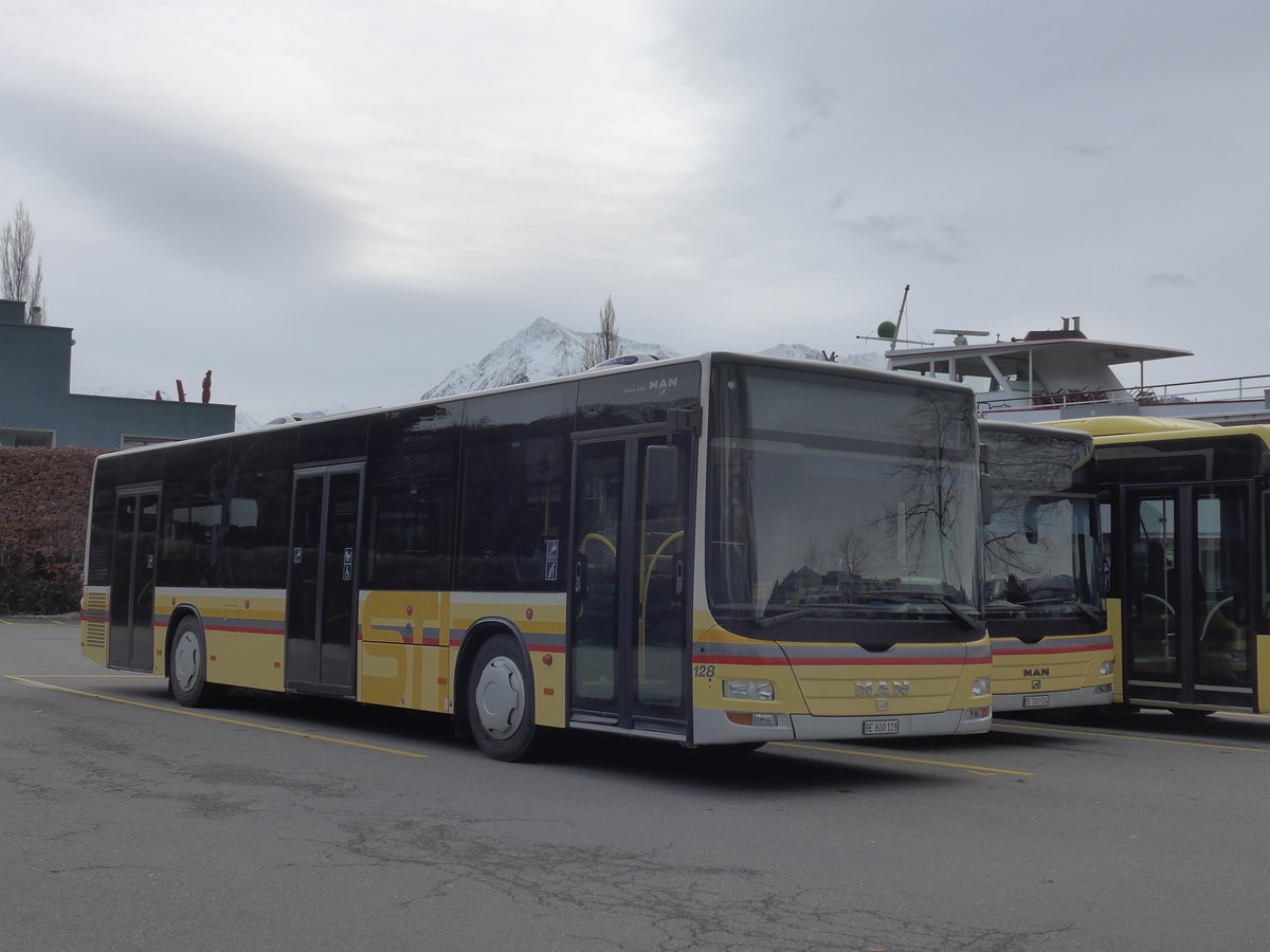 (187'659) - STI Thun - Nr. 128/BE 800'128 - MAN am 2. Januar 2018 bei der Schifflndte Thun