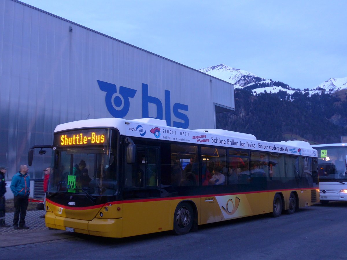 (187'665) - Engeloch, Riggisberg - Nr. 7/BE 447'403 - Scania/Hess am 7. Januar 2018 beim Bahnhof Frutigen