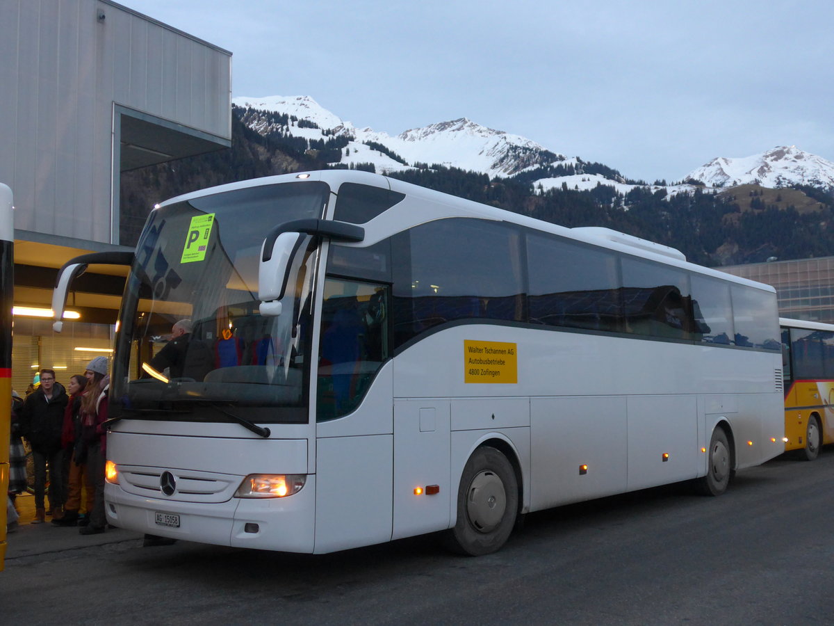 (187'666) - Tschannen, Zofingen - AG 15'058 - Mercedes am 7. Januar 2018 beim Bahnhof Frutigen