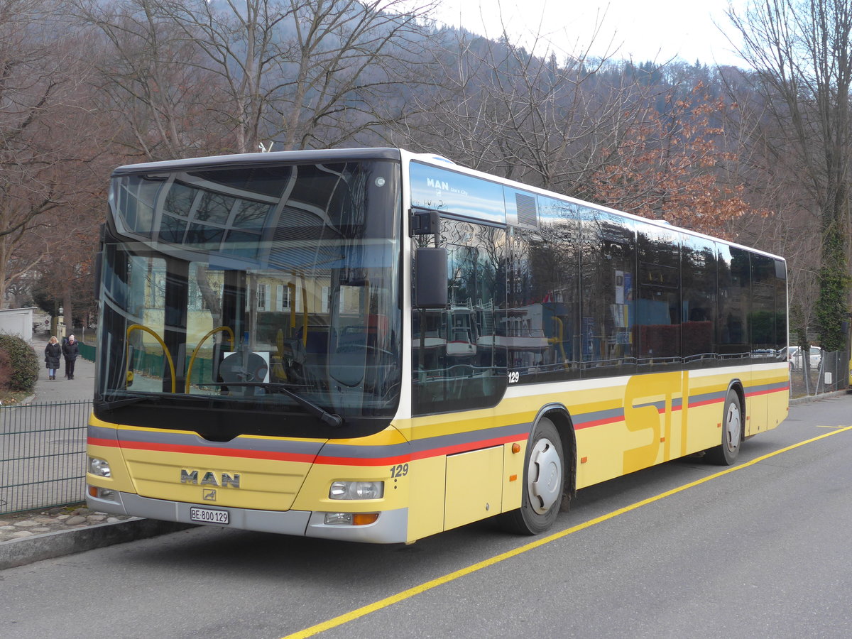 (187'886) - STI Thun - Nr. 129/BE 800'129 - MAN am 7. Januar 2018 bei der Schifflndte Thun