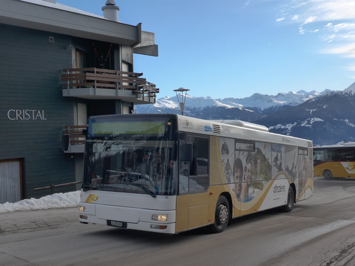 (187'912) - Buchard, Leytron - Nr. 91/VS 285'066 - MAN (ex AAGL Liestal Nr. 74; ex AAGL Liestal Nr. 66) am 14. Januar 2018 in Anzre, Tlcabine