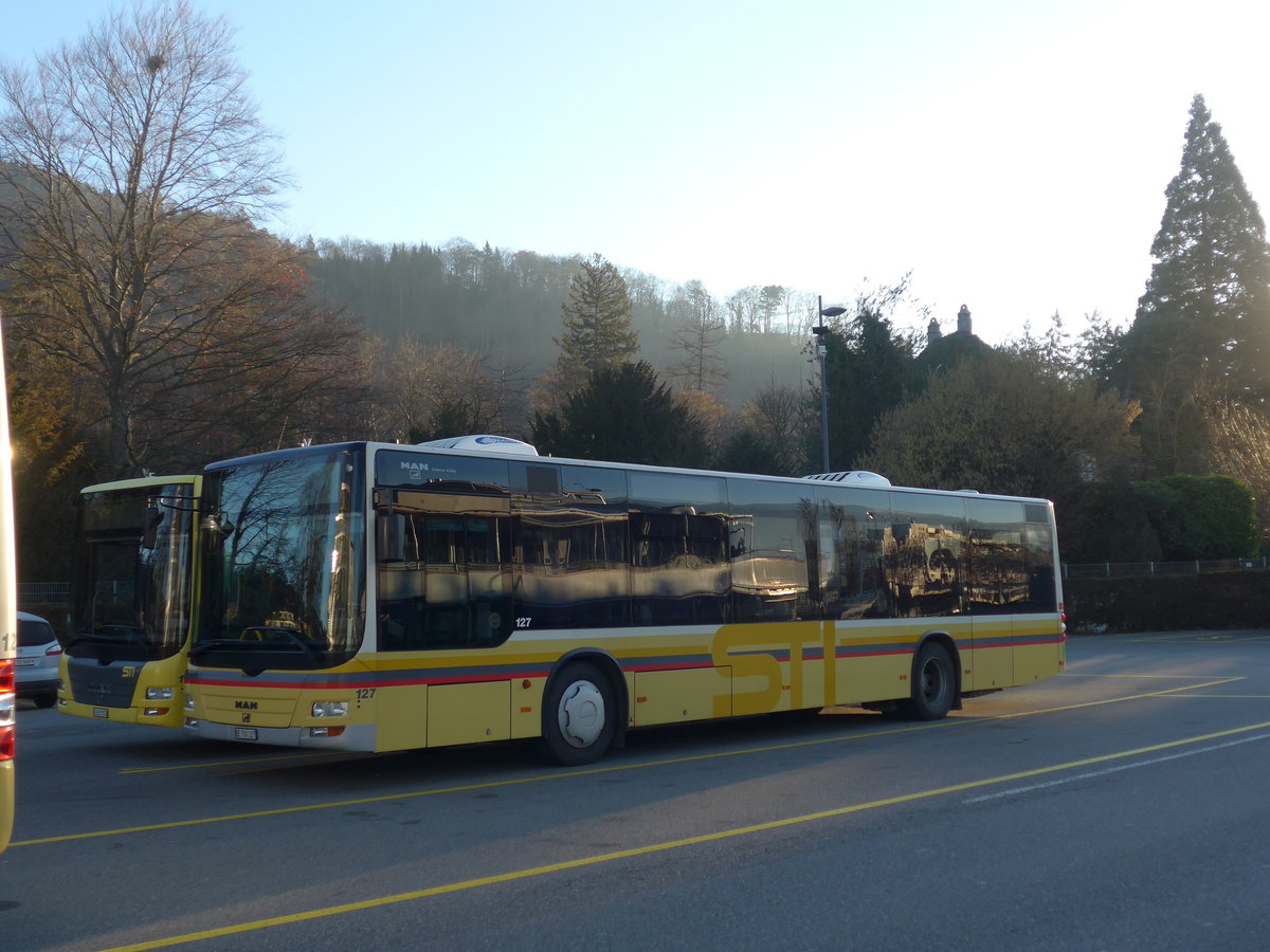 (188'092) - STI Thun - Nr. 127/BE 700'127 - MAN am 29. Januar 2018 bei der Schifflndte Thun