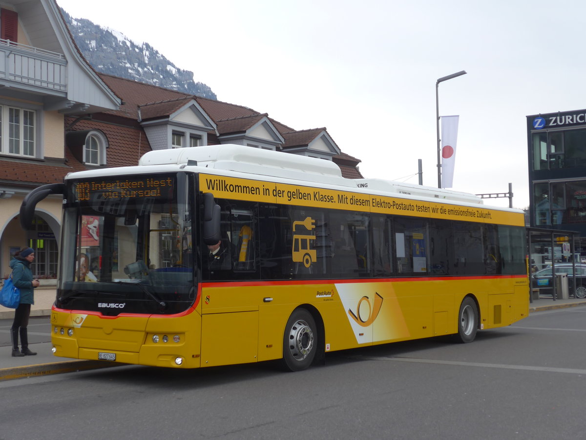 (188'241) - PostAuto Bern - BE 827'645 - Ebusco am 5. Februar 2018 beim Bahnhof Interlaken Ost