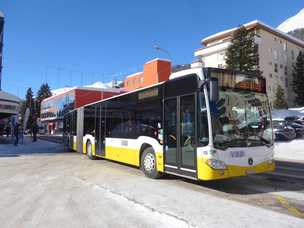 (188'519) - VBD Davos - Nr. 15/GR 85'278 - Mercedes am 13. Februar 2018 beim Bahnhof Davos Dorf