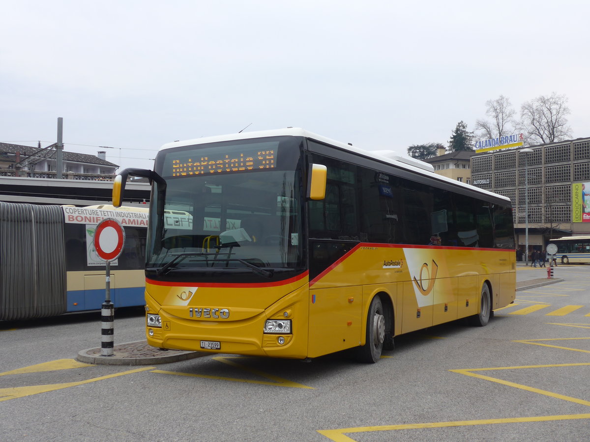 (188'852) - Chiesa, Riazzino - TI 23'599 - Iveco am 17. Februar 2018 beim Bahnhof Locarno