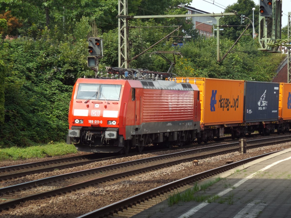 189 011-0 ist mit einen ganzzug am 23.08.13 durch hh-harburg gefahren