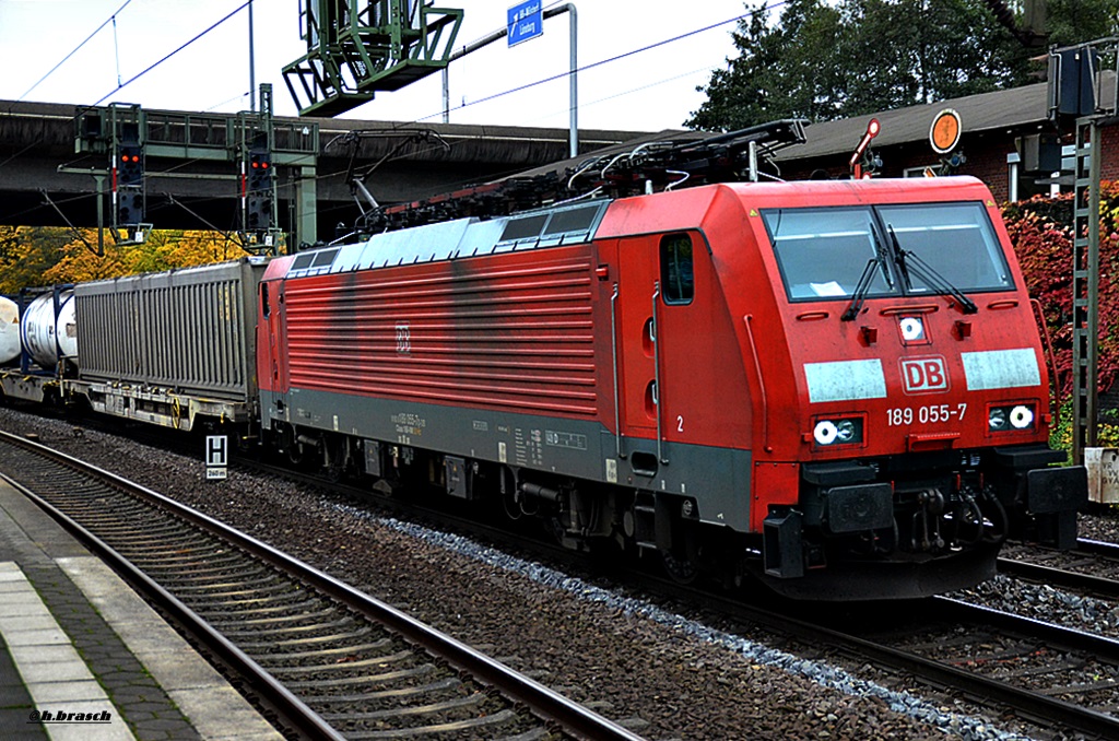 189 055-7 zog einen containerzug durch hh-harburg,24.10.15