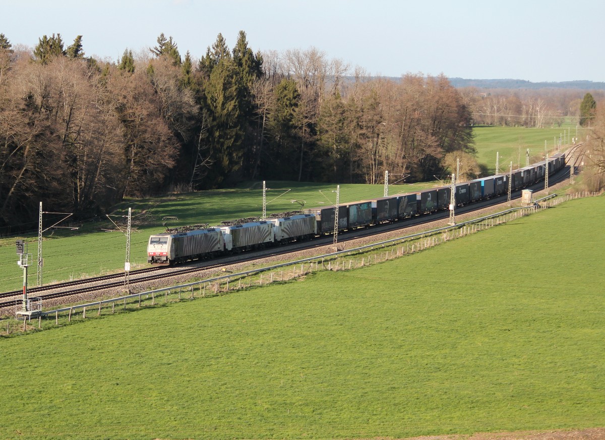 189 905, 189 918 und 189 904 am 12. April 2015 bei bersee am Chiemsee.