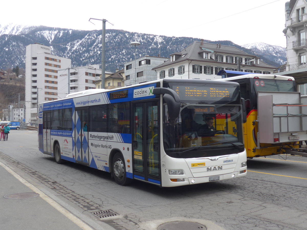 (189'054) - PostAuto Wallis - VS 449'118 - MAN am 3. Mrz 2018 beim Bahnhof Brig