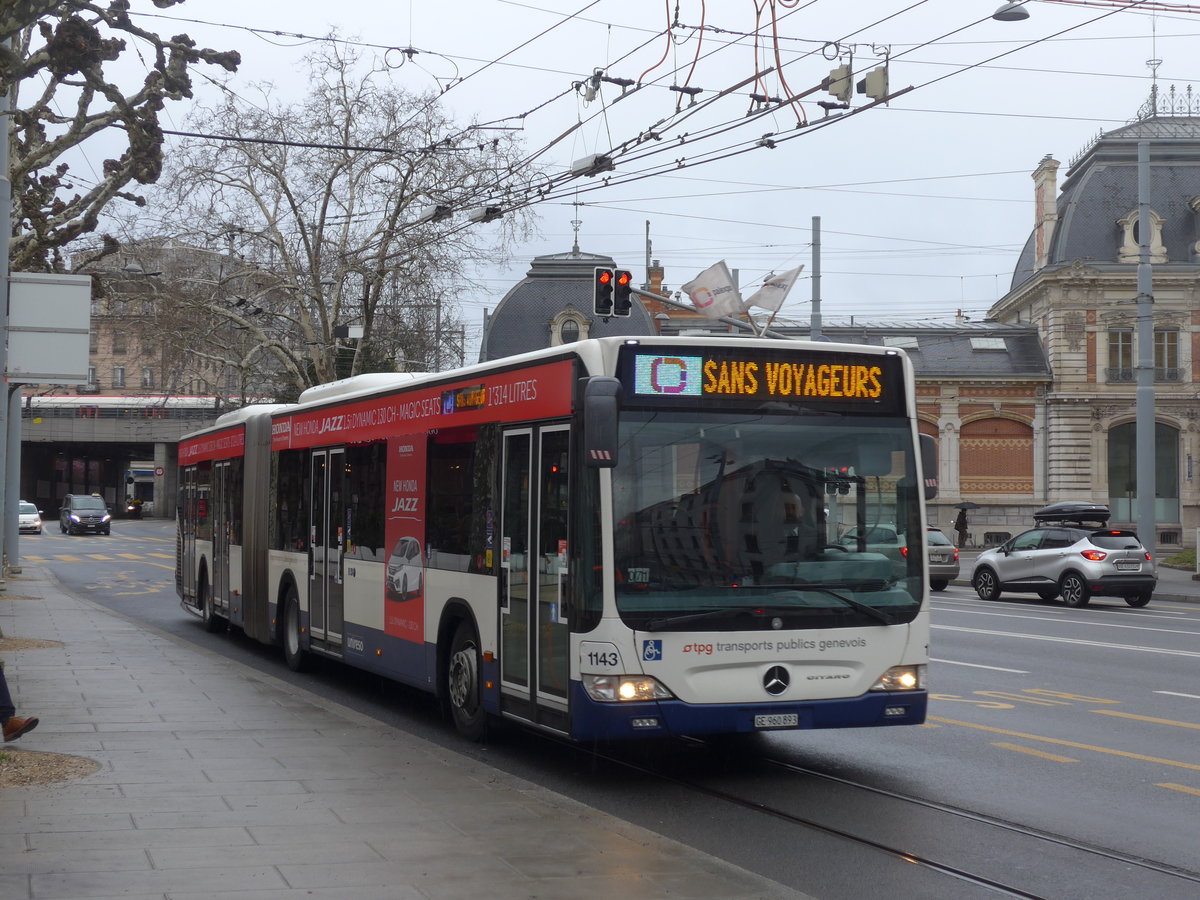 (189'161) - TPG Genve - Nr. 1143/GE 960'893 - Mercedes am 12. Mrz 2018 in Genve, Place des Vingt-Deux-Cantons