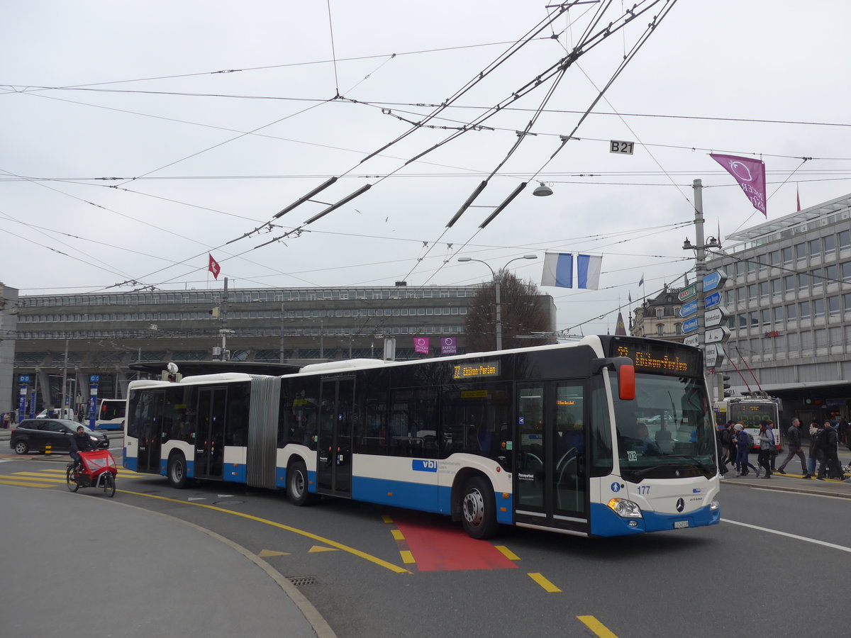 (189'391) - VBL Luzern - Nr. 177/LU 240'539 - Mercedes am 17. Mrz 2018 beim Bahnhof Luzern