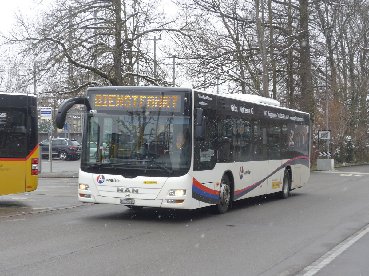 (189'514) - Geissmann, Hgglingen - AG 208'685 - MAN am 19. Mrz 2018 beim Bahnhof Wohlen