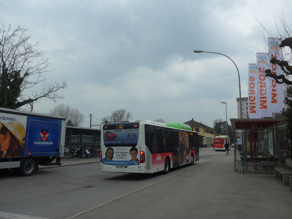 (189'643) - BGU Grenchen - Nr. 27/SO 39'937 - Mercedes am 26. Mrz 2018 beim Bahnhof Grenchen Sd