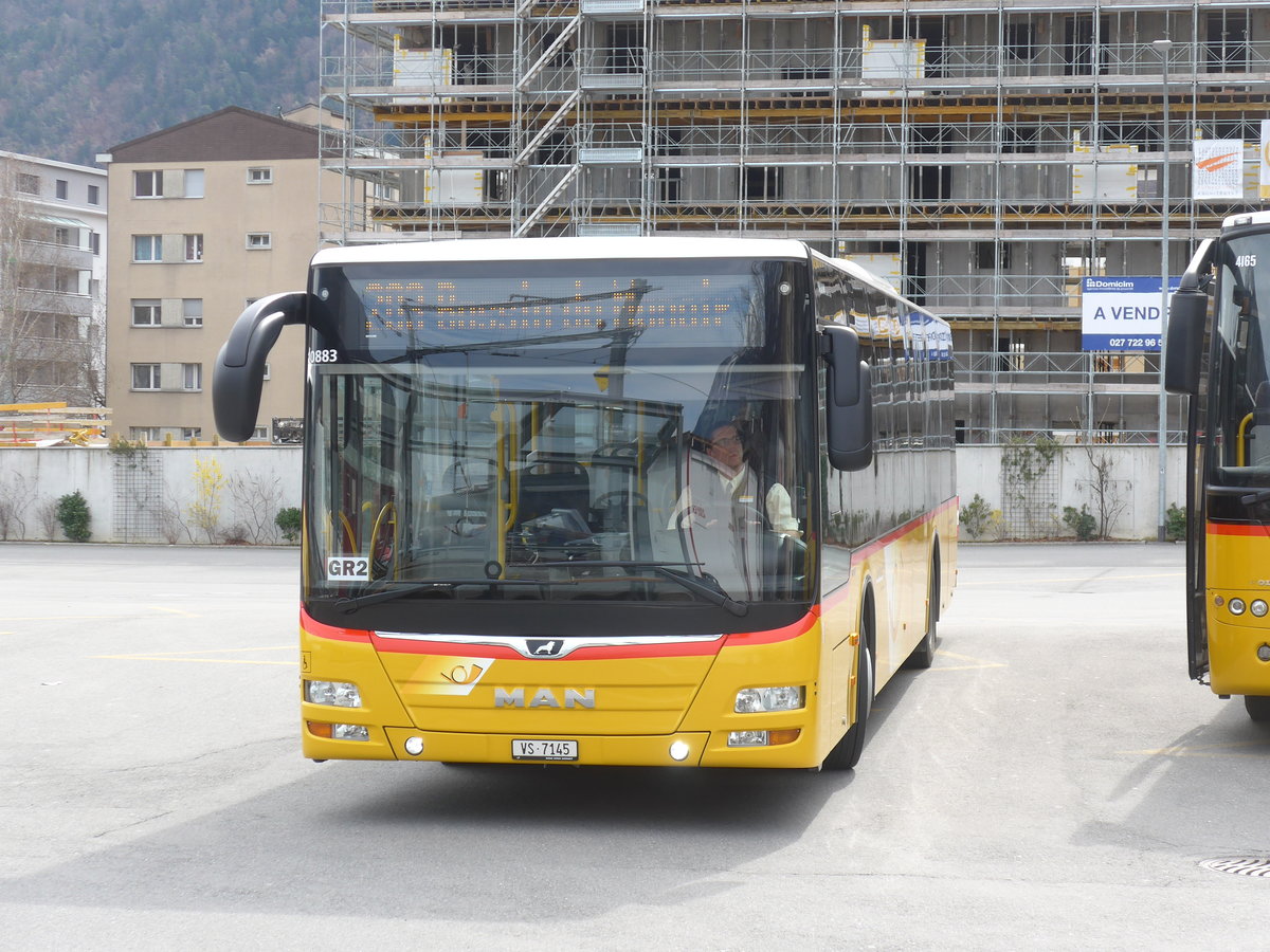 (189'726) - TMR Martigny - VS 7145 - MAN am 30. Mrz 2018 beim Bahnhof Martigny