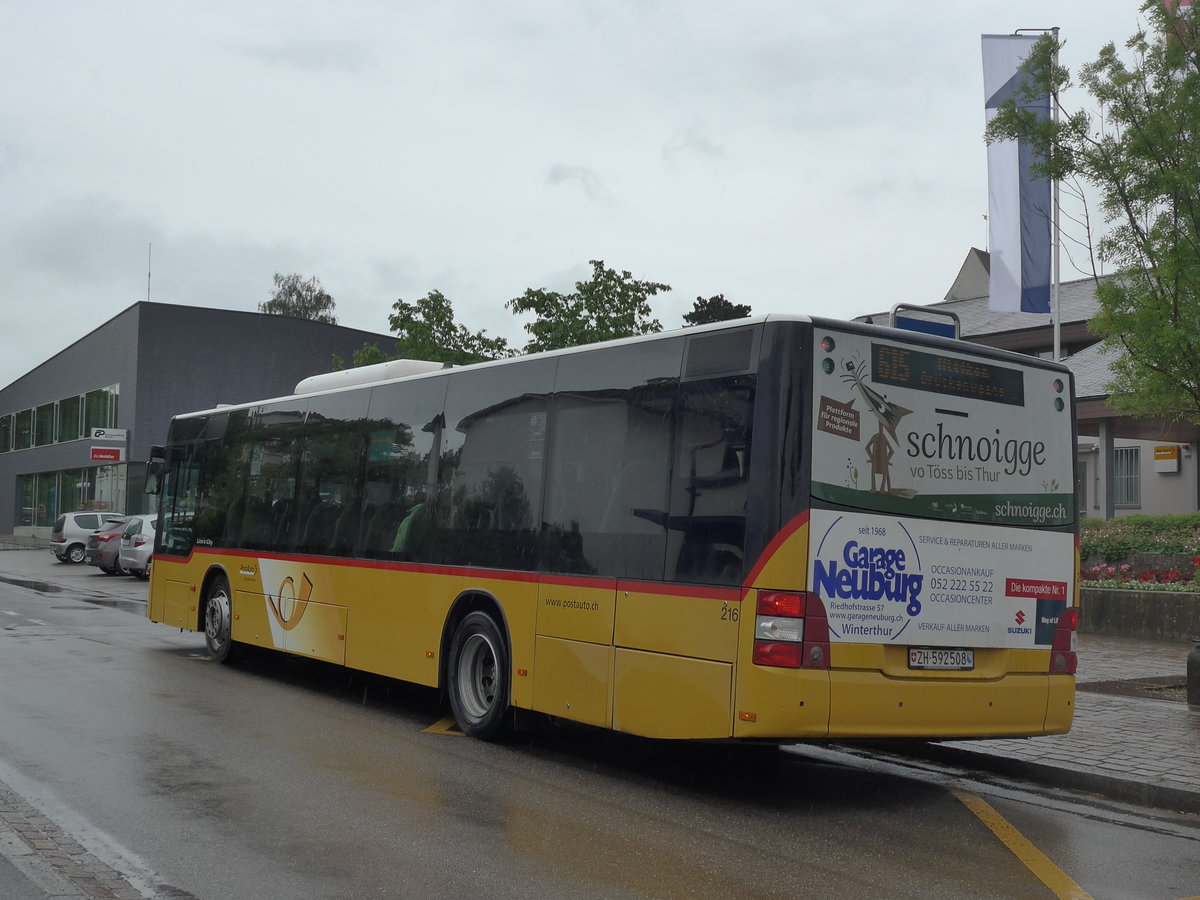 (192'957) - Moser, Flaach - Nr. 216/ZH 592'508 - MAN (ex Stutz, Jonen Nr. 216; ex Stutz, Jonen Nr. 20) am 10. Mai 2018 in Wiesendangen, Gemeindehaus