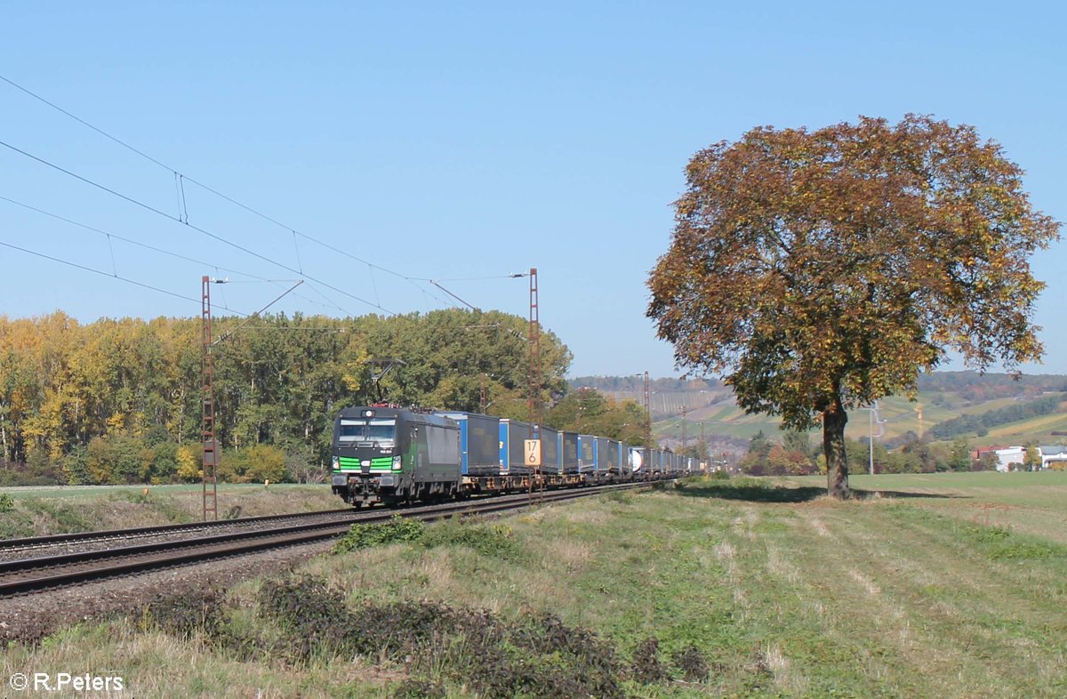 193 231-8 zieht den DGS 44995 Wanne Eickel - Wien Freundenau Hafen LKW-Walter Wechselpritschenzug kurz vor Retzbach-Zellingen. 13.10.18