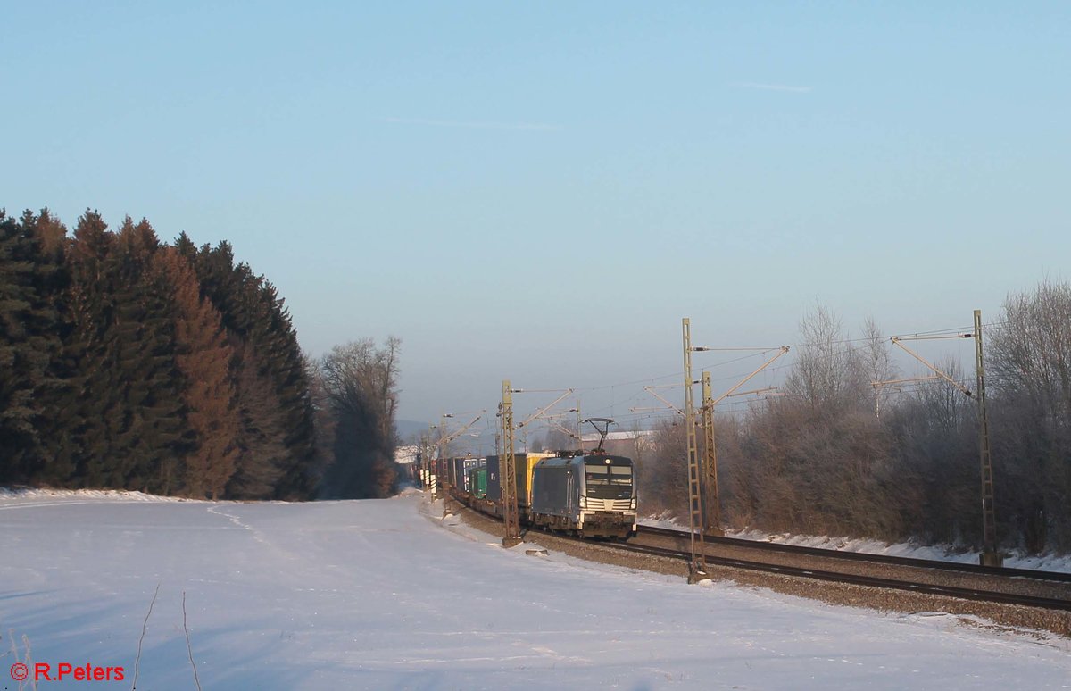 193 810-9 zieht ein Autozug bei Sinsgrün in Richtung Regensburg. 19.01.17