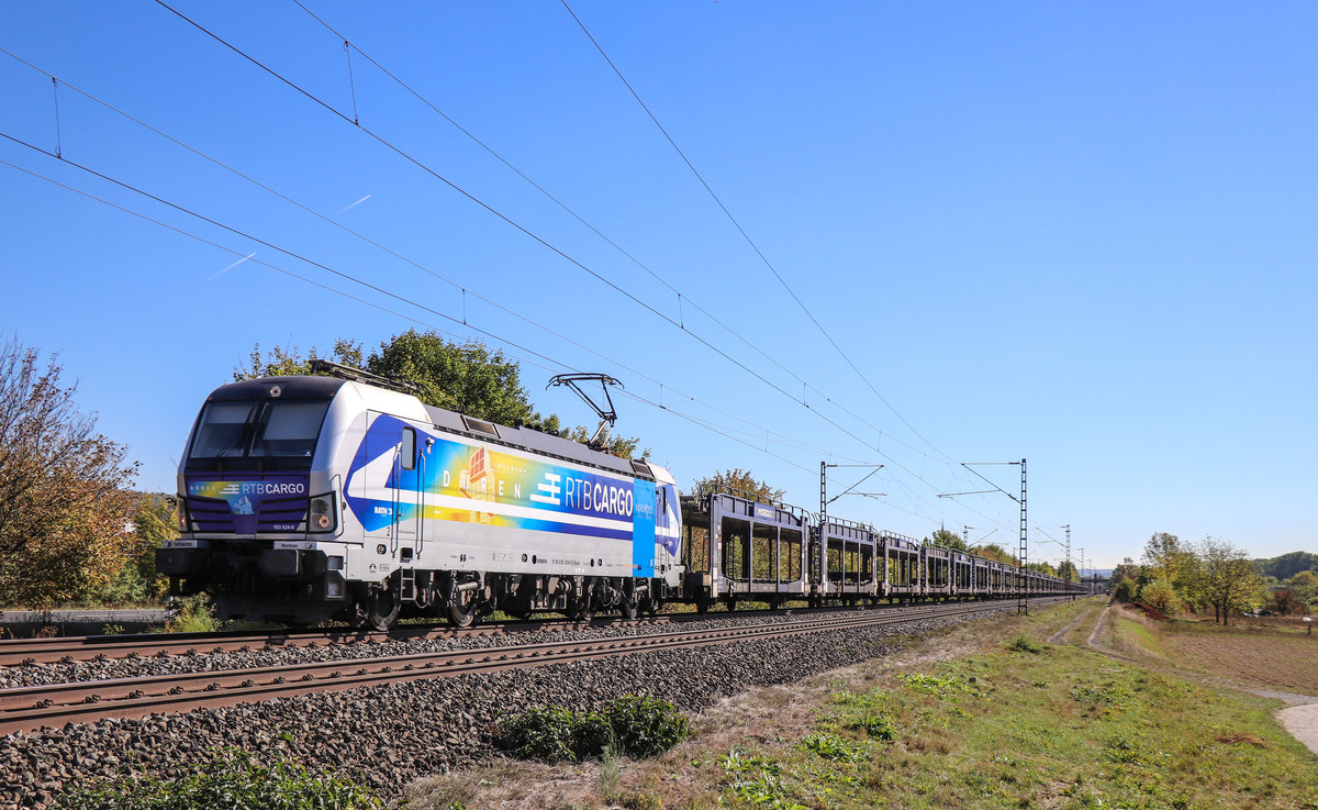 193 824 RTB mit Mosolf Autozug am 27.09.18 in Thüngersheim 