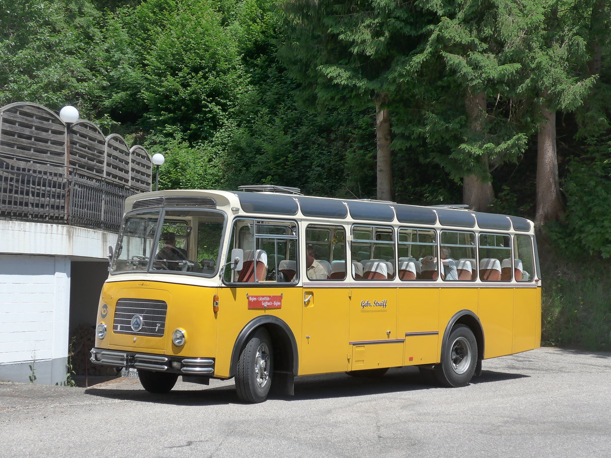 (193'706) - Streiff, Gelterkinden - AG 306'557 - Saurer/Gangloff (ex Oldie-Tours Zrisee, Wollerau; ex OTAG, Wald; ex Leibundgut, Obergoldbach; ex Krebs, Belpberg) am 3. Juni 2018 in Emmenmatt, Moosbad