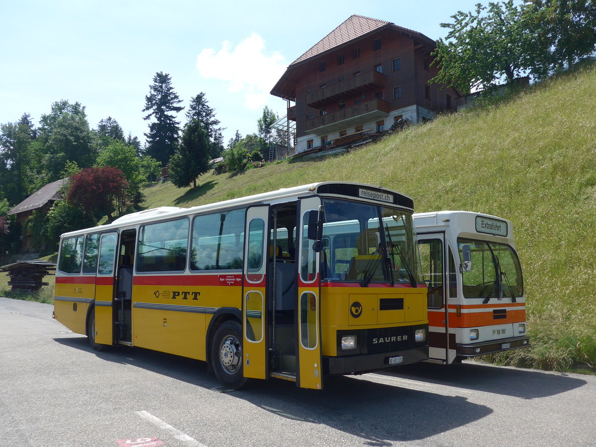 (193'711) - Bernair, Mnsingen - BE 651'182 - Saurer/Tscher (ex Schebath, Lauerz; ex Albin, Fllanden; ex Heim, Flums) am 3. Juni 2018 beim Bahnhof Emmenmatt