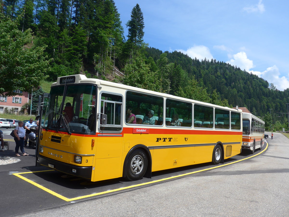 (193'716) - Kolb, Grasswil - Nr. 3/BE 93'915 - Saurer/R&J (ex Schmocker, Stechelberg Nr. 3; ex Nr. 1; ex Gertsch, Stechelberg Nr. 1) am 3. Juni 2018 in Trubschachen, Kambly