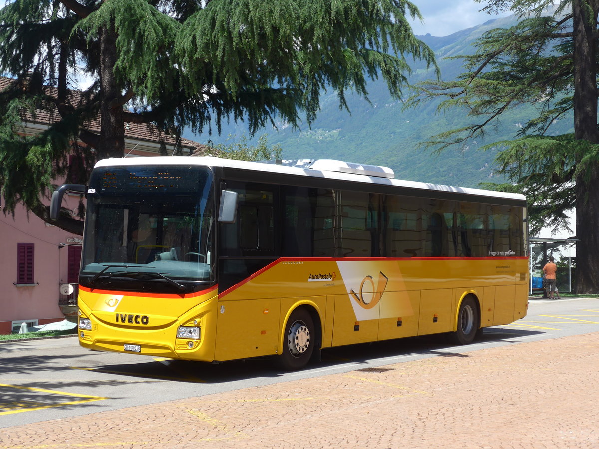 (193'868) - TpM, Mesocco - Nr. 18/GR 108'018 - Iveco am 9. Juni 2018 beim Bahnhof Bellinzona