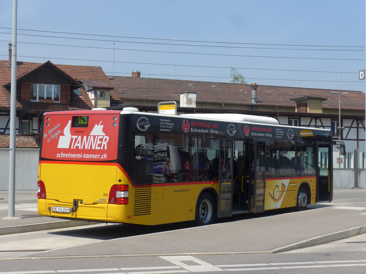 (194'508) - PostAuto Bern - Nr. 202/BE 724'202 - MAN (ex RBS Worblaufen Nr. 202) am 2. Juli 2018 beim Bahnhof Mnsingen