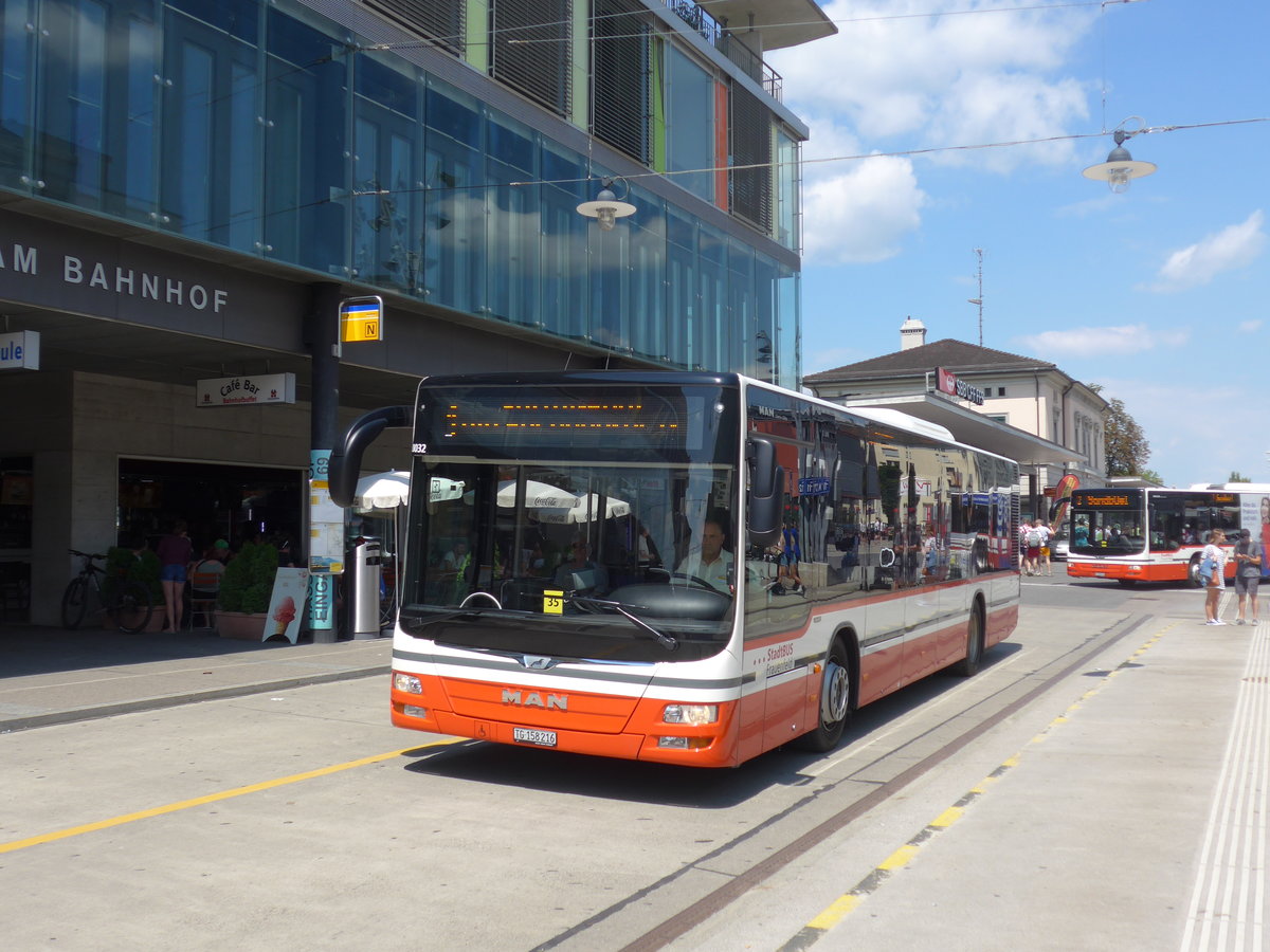 (194'621) - PostAuto Ostschweiz - TG 158'216 - MAN am 7. Juli 2018 beim Bahnhof Frauenfeld