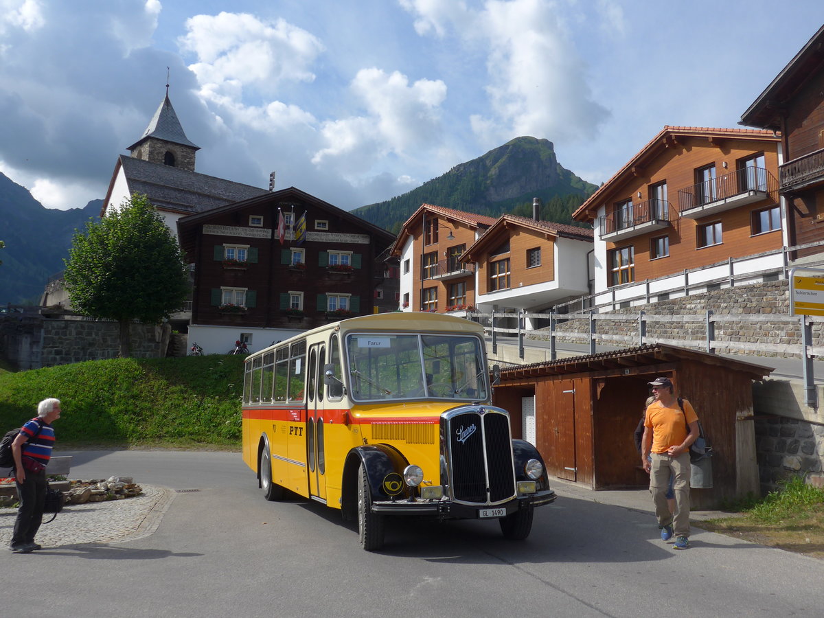 (194'809) - Biegger, Uster - Nr. 10/GL 1490 - Saurer/R&J (ex Sidler, Sempach) am 15. Juli 2018 in Tschiertschen, Kehrplatz