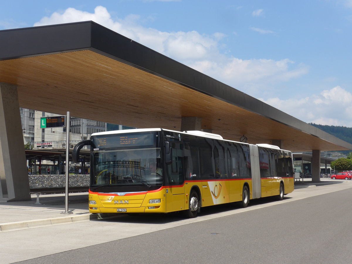 (195'122) - Voegtlin-Meyer, Brugg - Nr. 125/AG 15'700 - MAN am 23. Juli 2018 beim Bahnhof Brugg