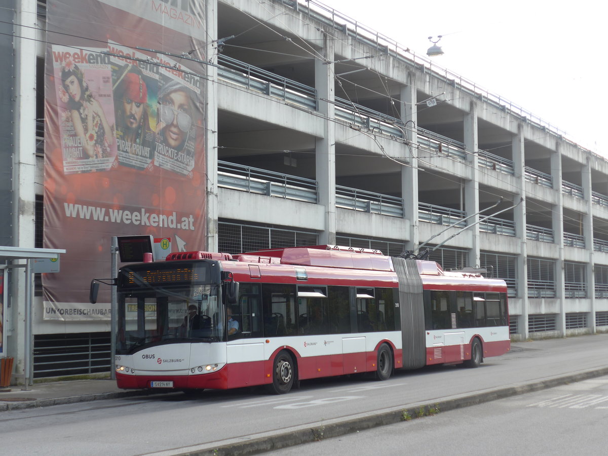 (197'562) - OBUS Salzburg - Nr. 310/S 214 NY - Solaris Gelenktrolleybus am 14. September 2018 in Salzburg, Salzburgarena