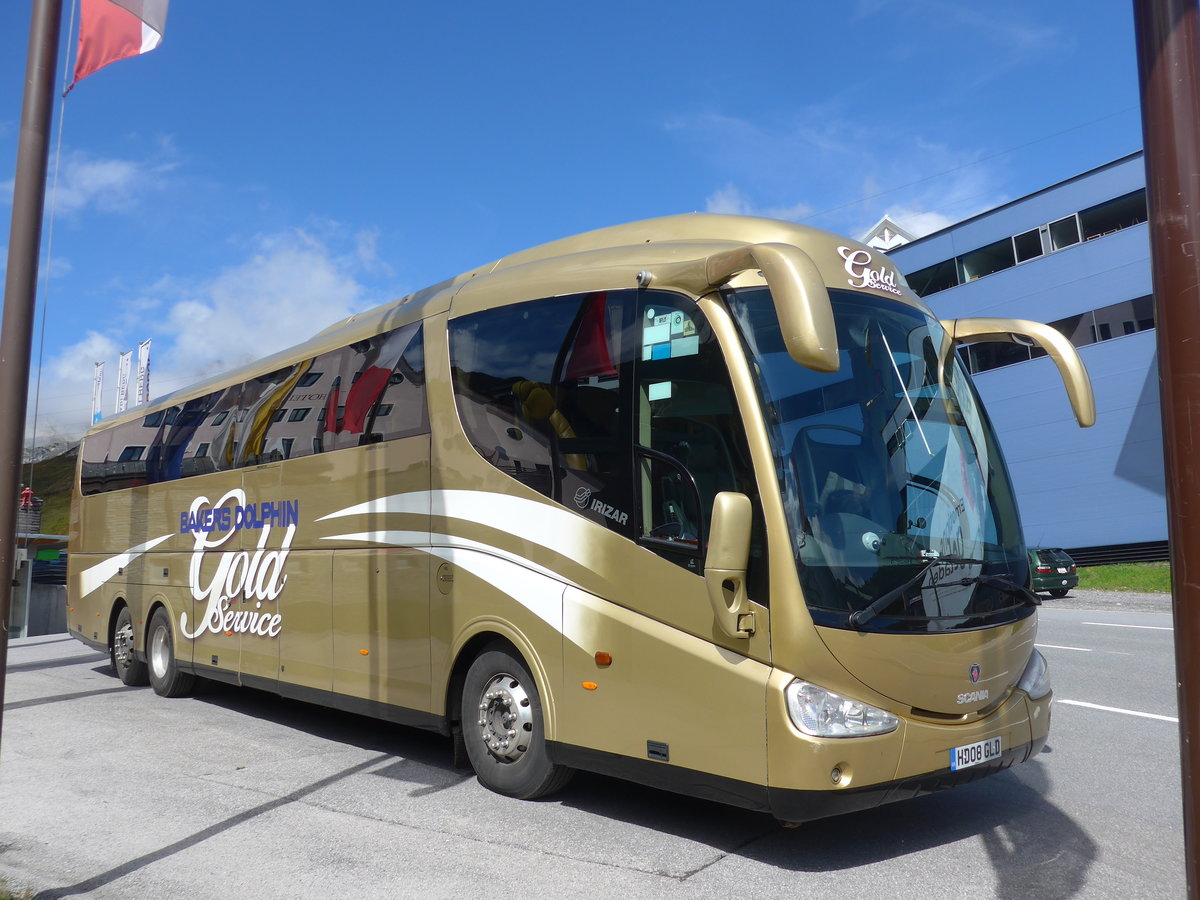 (197'656) - Aus England: Bakers Dolphin, Bristol - HD08 GLD - Scania/Irizar am 15. September 2018 in St. Christoph, Hotel Arlberg Hospiz