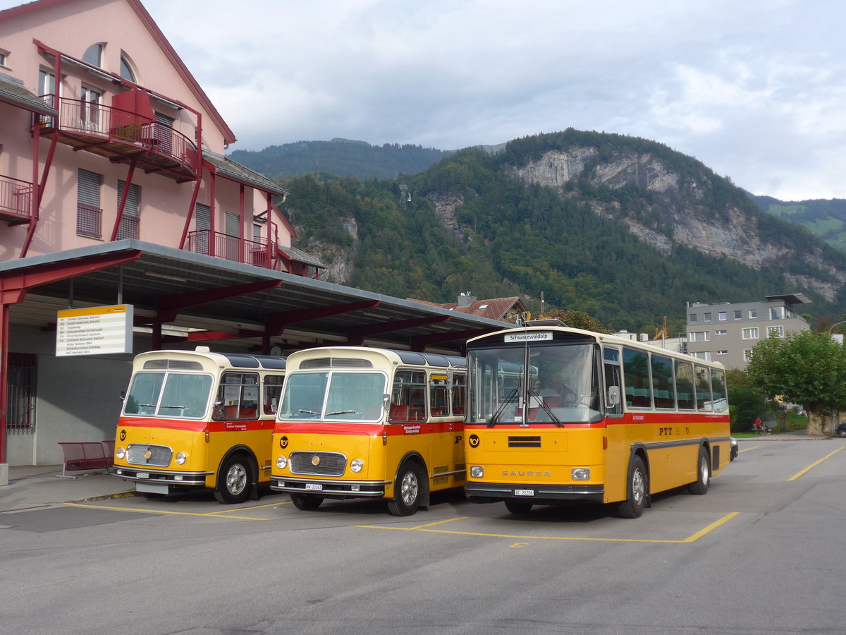 (197'845) - Schmid, Thrishaus - BE 26'206 - Saurer/Tscher (ex P 24'244) am 16. September 2018 in Meiringen, Postautostation