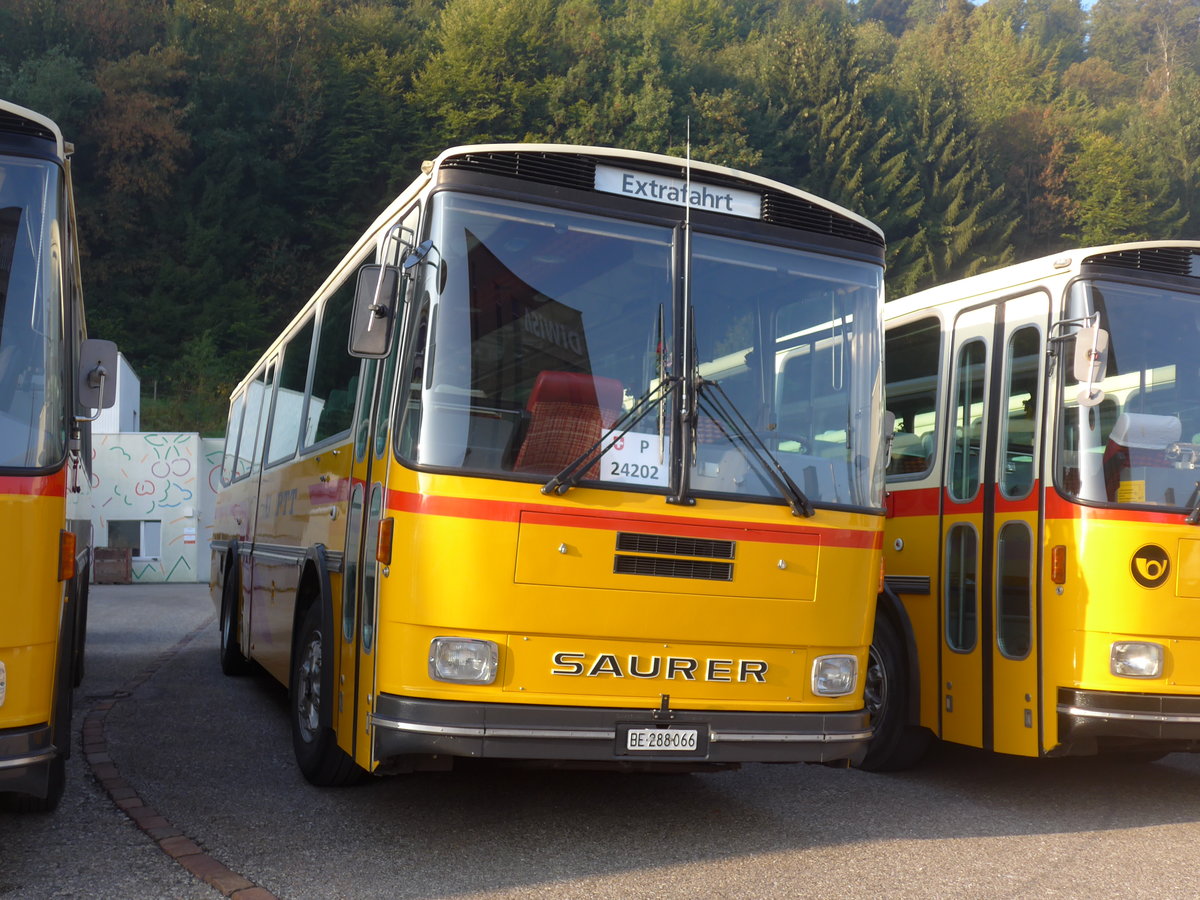 (197'983) - Thommen, Sutz - BE 288'066 - Saurer/Hess (ex P 24'202) am 30. September 2018 in Willisau, Altes Zeughaus