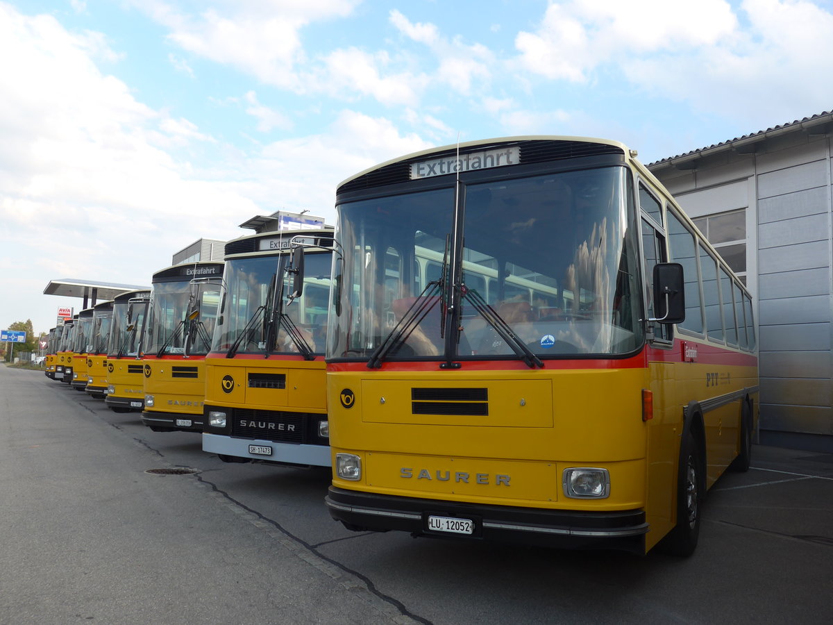 (198'042) - Amstein, Willisau - LU 12'052 - Saurer/Tscher (ex Allemann, Niederbipp; ex Semadeni, Poschiavo; ex Kasper, Poschiavo; ex PostAuto Graubnden; ex P 24'285) am 30. September 2018 in Bellach, Hess