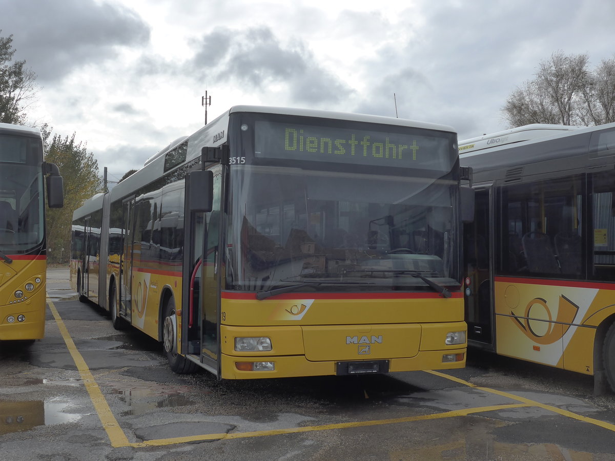 (199'032) - SB Trans, Sursee - Nr. 19 - MAN (ex Steiner, Ortschwaben Nr. 19; ex Steiner, Ortschwaben Nr. 6) am 28. Oktober 2018 in Yverdon, Postgarage