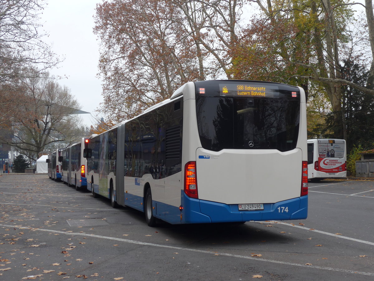 (199'338) - VBL Luzern - Nr. 174/LU 249'490 - Mercedes am 18. November 2018 in Luzern, Inseli-P