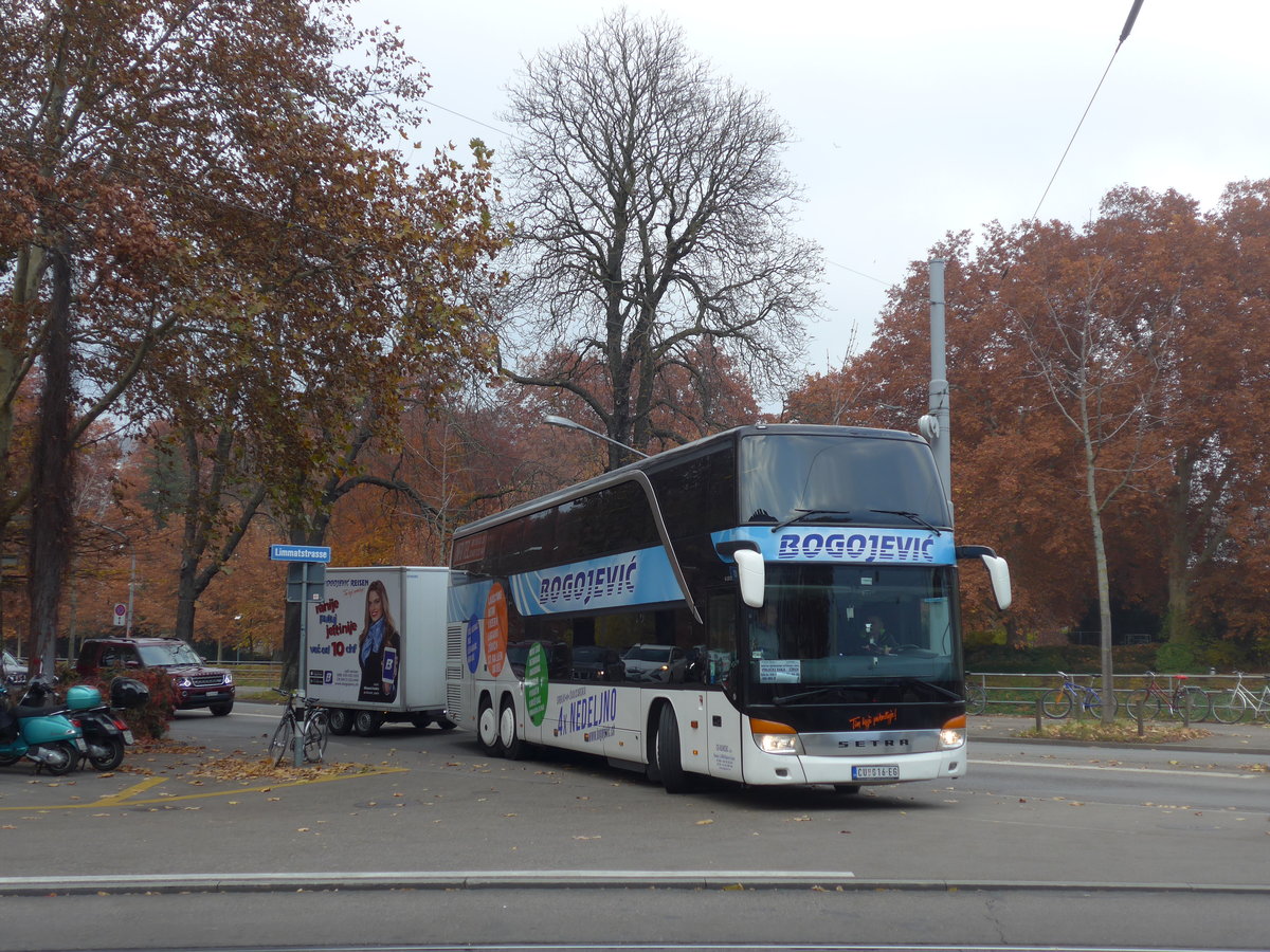 (199'437) - Aus Serbien: Bogojevic, Cuprija - CU 016-EG - Setra am 18. November 2018 in Zrich, Sihlquai Hauptbahnhof