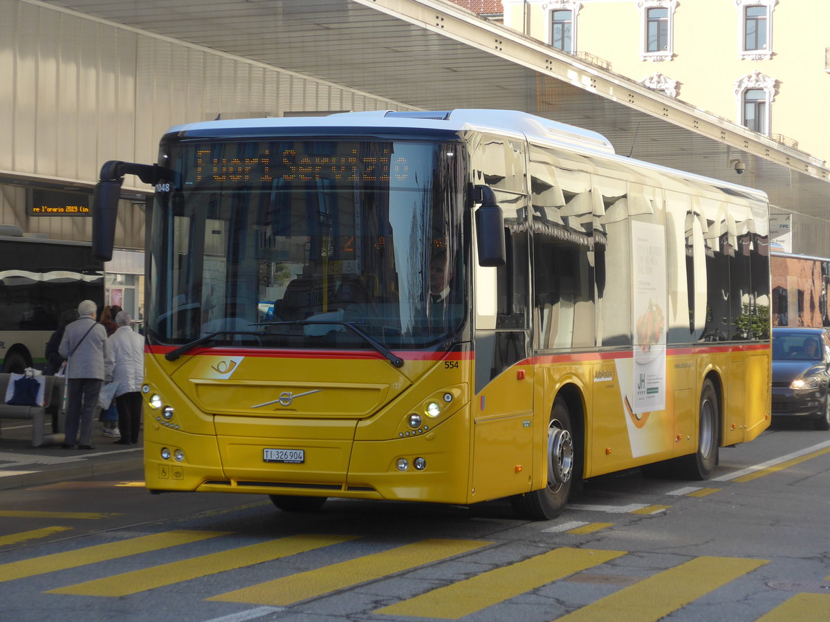 (199'690) - AutoPostale Ticino - Nr. 554/TI 326'904 - Volvo am 7. Dezember 2018 in Lugano, Centro