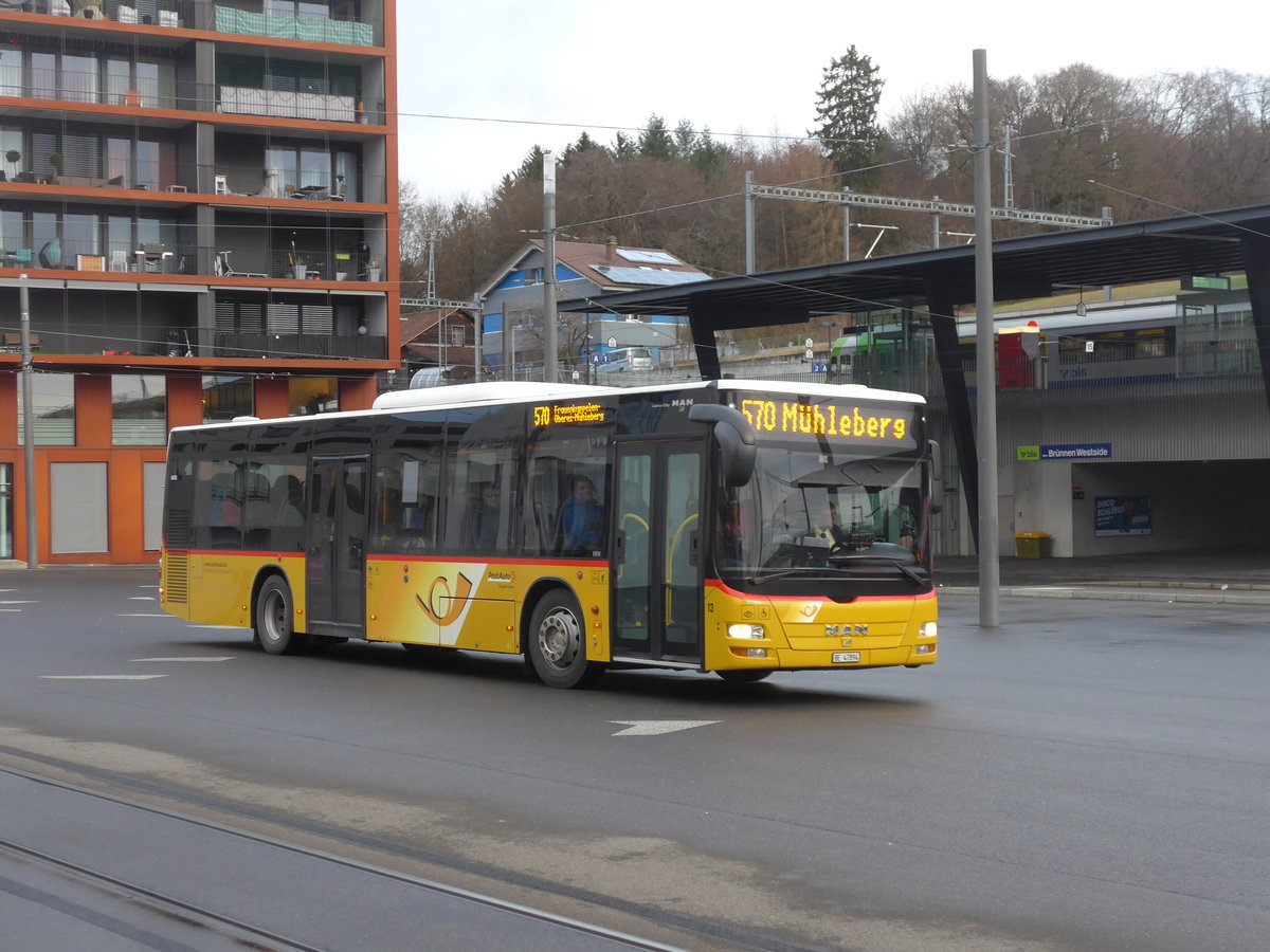 (199'921) - Steiner, Ortschwaben - Nr. 13/BE 47'894 - MAN am 10. Dezember 2018 beim Bahnhof Bern Brnnen Westside