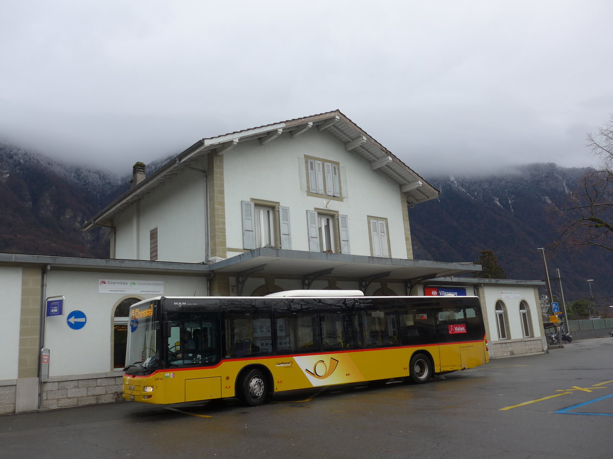 (200'044) - TPC Aigle - Nr. CP14/VD 205'620 - MAN (ex MOB Montreux) am 17. Dezember 2018 beim Bahnhof Villeneuve