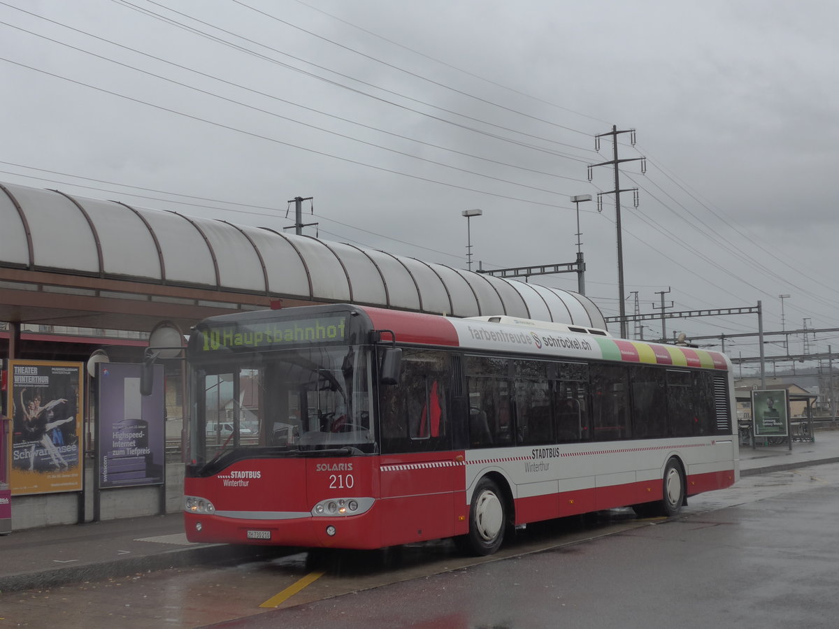 (200'091) - SW Winterthur - Nr. 210/ZH 730'210 - Solaris am 23. Dezember 2018 beim Bahnhof Oberwinterthur