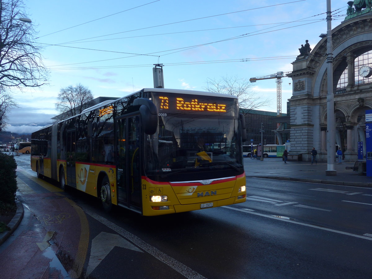 (200'181) - Bucheli, Kriens - Nr. 23/LU 15'071 - MAN am 24. Dezember 2018 beim Bahnhof Luzern