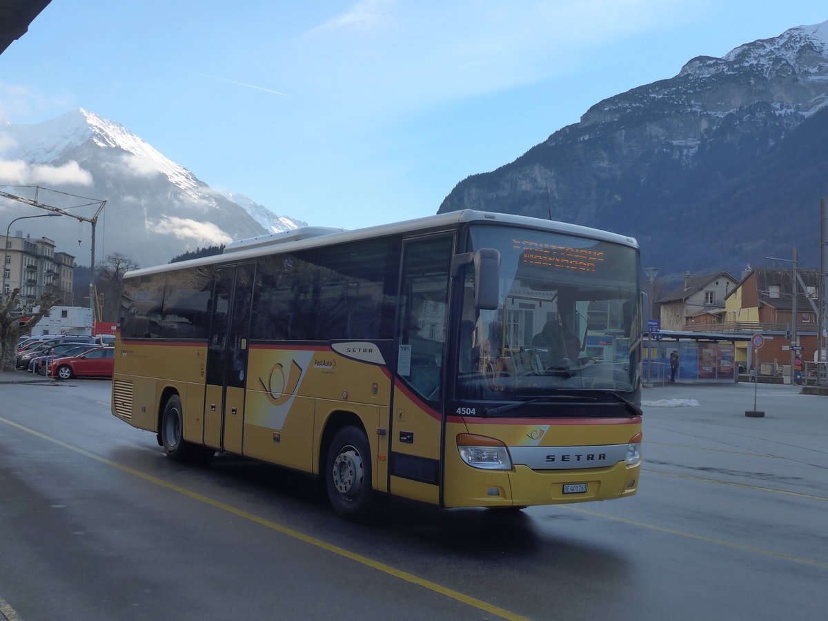 (200'512) - AVG Meiringen - Nr. 63/BE 401'263 - Setra am 1. Januar 2019 in Meiringen, Postautostation