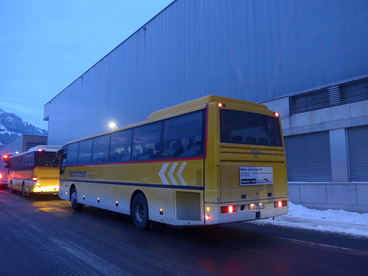 (200'684) - Tschannen, Zofingen - Nr. 6/AG 7858 - MAN (ex STI Thun Nr. 39) am 12. Januar 2019 beim Bahnhof Frutigen