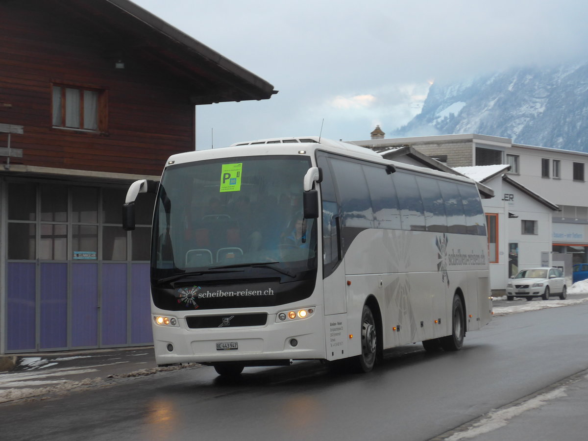 (201'004) - Scheiben, Emmenmatt - BE 443'947 - Volvo am 12. Januar 2019 beim Bahnhof Frutigen