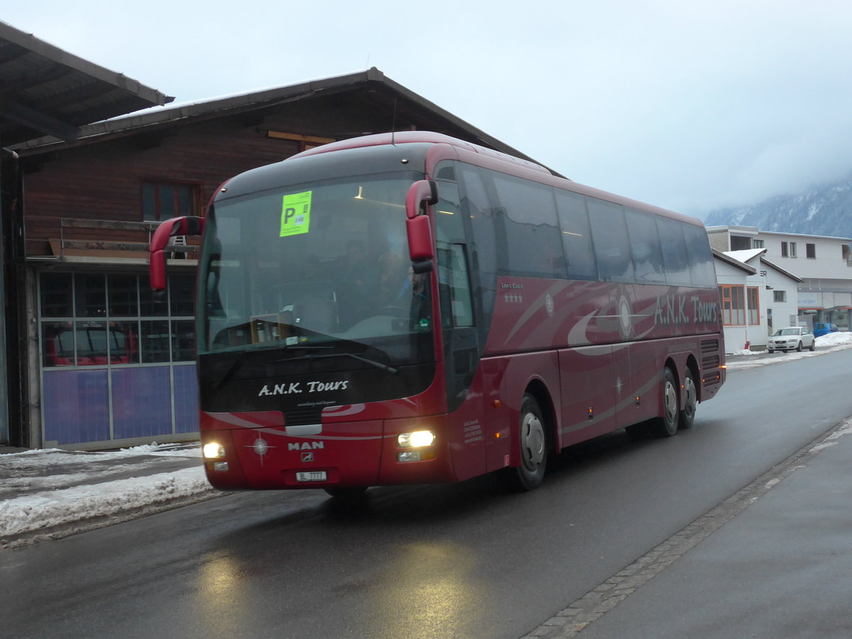 (201'009) - A.N.K. Tours, Muttenz - BL 7777 - MAN am 12. Januar 2019 beim Bahnhof Frutigen