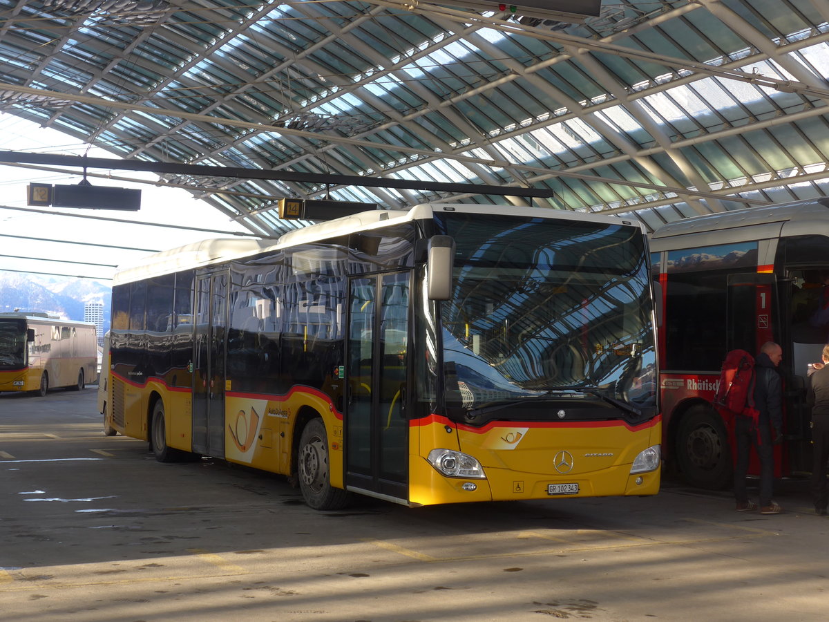 (201'228) - PostAuto Graubnden - GR 102'343 - Mercedes am 19. Januar 2019 in Chur, Postautostation